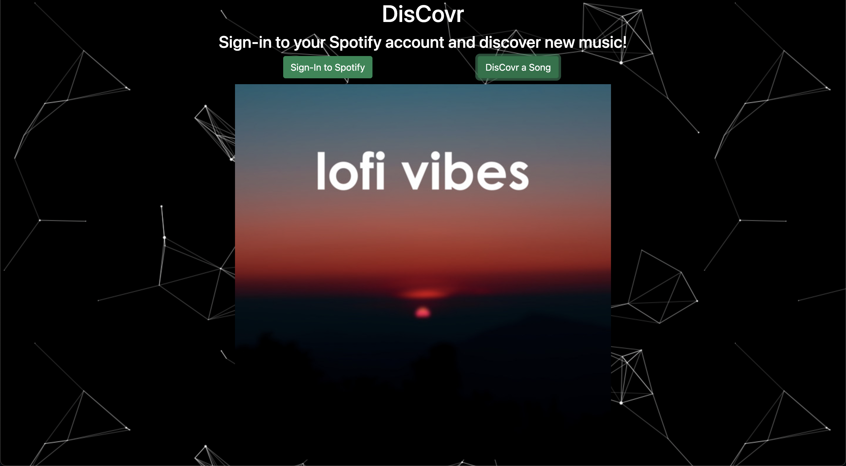 Screenshot of DisCovr page